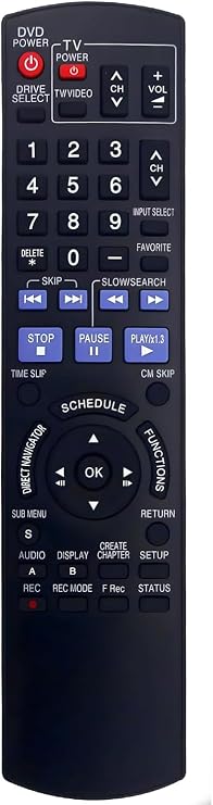 Replacement Remote Control for Panasonic DMR-EZ48V DMR-EZ48K DMR-EZ48VE DMR-EZ485 DMR-EZ485V DMR-EZ485VK DVD Recorder