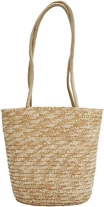 TONWHAR Simple Elegant Straw Woven Beach Tote Bag Purse
