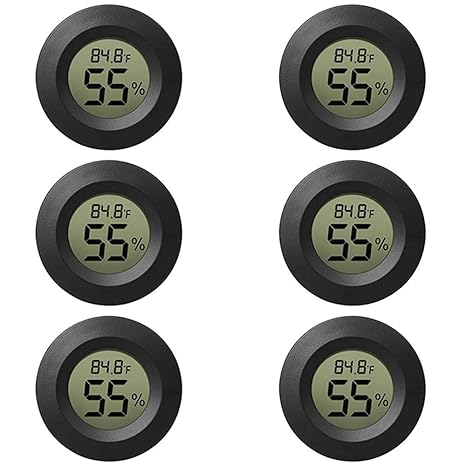 6-Pack Mini Hygrometer Thermometer Digital LCD Monitor Indoor/Outdoor Humidity Meter Gauge Temperature for Humidifiers Greenhouse Reptile Fahrenheit(F)/ Celsius(C)