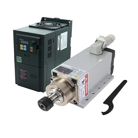 HLTNC 3.0KW Air Cooled CNC Spindle Motor Kit, Square ER20 Spindle with 220V/380V VFD Inverter, 18000RPM, for CNC Router Engraving Milling Machine (3, 380, Volts)