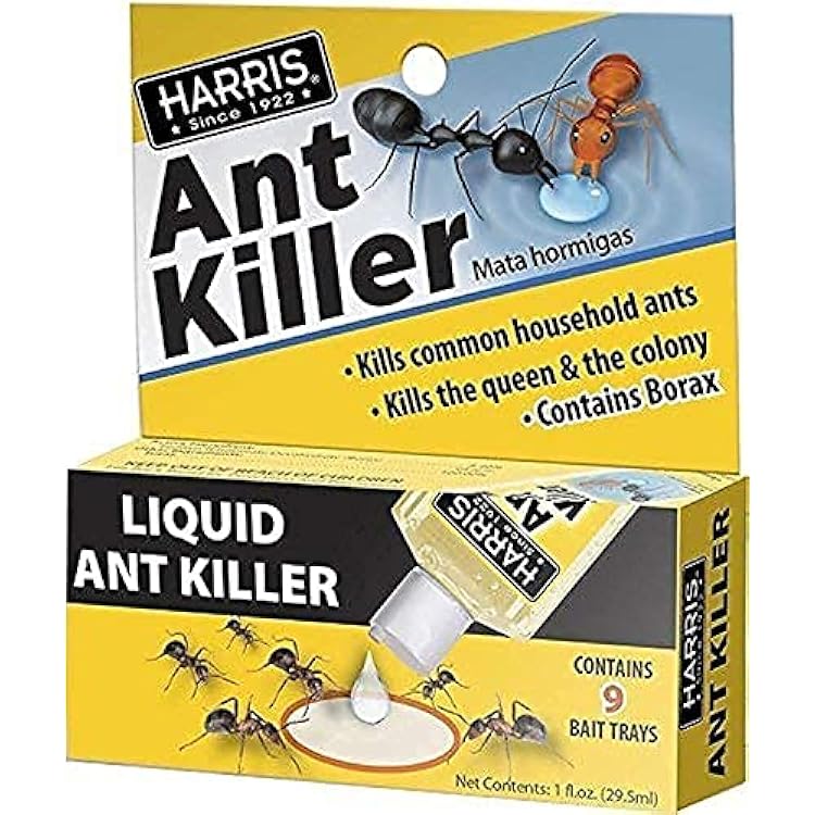 Harris Borax Liquid Ant Killer, 1oz - Includes 9 Bait Trays 1-Pack