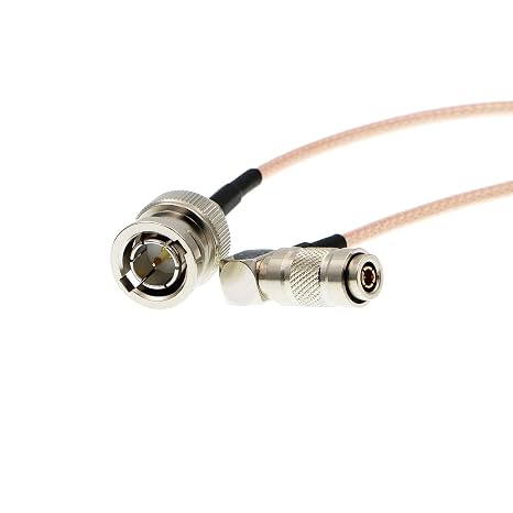 Uonecn RG179 DIN 1.0/2.3 Mini BNC Male to BNC Male, Right Angle DIN, 75ohm HD SDI Coaxial Video Cable for Blackmagic, 1.6FT/50CM