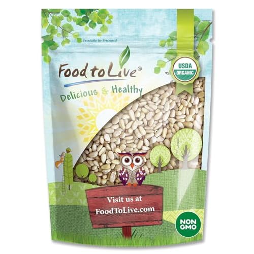 Food to Live Organic Pine Nuts, 2 Pounds Non-GMO, Whole Raw Pignolias, Unsalted, No Shell, Vegan, Kosher, Bulk Snack. Rich in Vitamin E, Protein. Great for Pesto, Salads, Homemade Desserts
