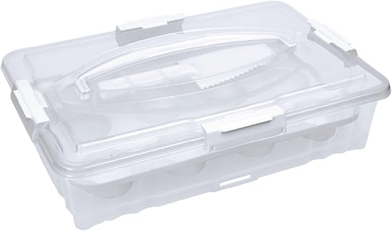 Buddeez Cupcake And Cake Carrier - Stackable Cupcake Holder, Dessert Carrier For Full Size 14x9 Cake Pans Or 12-Count Cupcake Tray, Cupcake Carrier & Cake Box (Includes Slice-N-Serve Utensil)