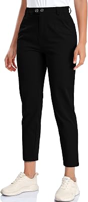 Womens Golf Pants Slim Fit Super Stretch Ladies Workout Yoga Dress Pants Casual Work Golf Athletic Clothes Apparel with Pockets Black