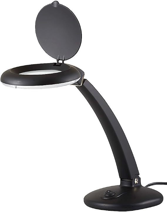 Omano Magnifying Lamp, Table and Desk Light | 1.75x Magnifying Glass with Light | 3 Diopter and 12 Diopter Spot Inspections | Stable Tabletop Stand, Adjustable Arm | 500 Lumen LED Output