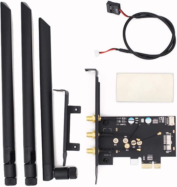 HUYUN BCM94360CSAX / BCM943602CS / BCM94331csax WLAN Card to PCI-e 1x 16x Desktop WLAN Card Adapter with 6dBi WiFi Antenna for Hackintosh/Windows 7/8/10