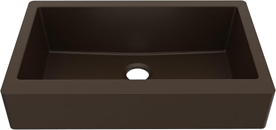 Karran Retrofit Farmhouse/Apron-Front Quartz Composite 34 in. Single Bowl Kitchen Sink in Brown