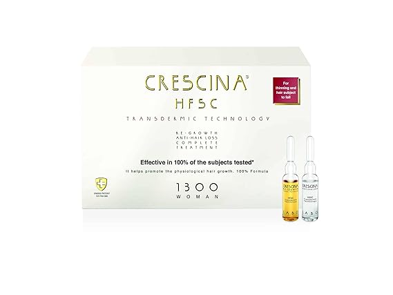 Crescina Transdermic Ampoule Complex for Hair Growth and Anti-Hair Loss for Women, Intensity 1300 20+20 Ampoules for Advanced Thinning Hair Treatment