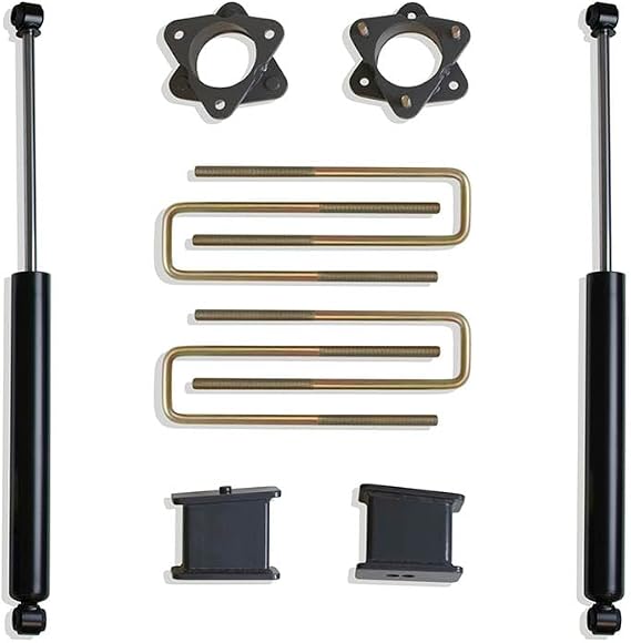SUSPENSION'S Part# 901340 is A 3" Rear Box KIT Including 3" Lift STRUT SPACERS, 4" Lift Blocks, U-Bolts & A Pair of MAX TRAC Rear Shocks