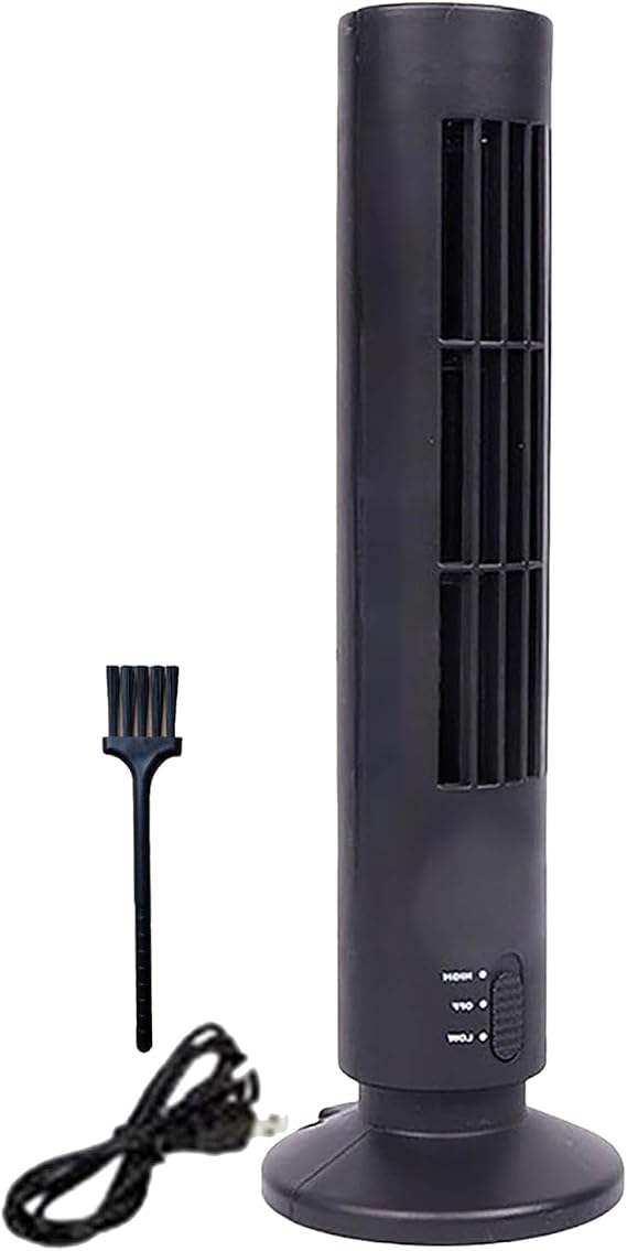Tower Fan 13" - 2 Speed Levels, Electric Fan For Cooling, Sturdy Base, Bladeless PortableFan, Electric Standing Air Circulator, Space-Saving, For Bedroom/Kitchen/Living Room/Offices