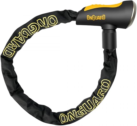OnGuard Mastiff 4 ft Key Chain Lock 8 mm Hardened Steel Chain (120 cm) X2P Dual Lock System, Integrated Lock Head, Protective Sleeve, 5 Laser-Cut Keys