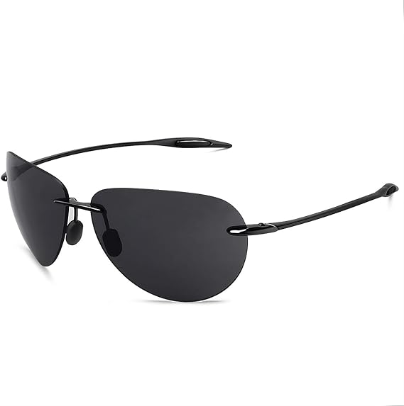 JULI Sports Sunglasses for Men Women Tr90 Rimless Frame for Running Fishing Golf Surf Driving MJ8009