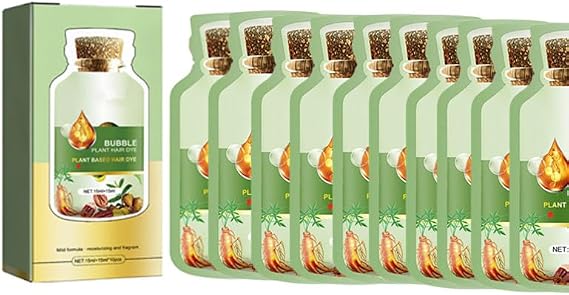 Plant Extract Color Shampoo 10 Bags/Box Natural Botanician Kiss Formulated Hair Color Wash = Dye Hair Bubble Plant Hair Dye Foam Hair Dye Safe Hair Dye Wash Care Dyeing Strengthening 4ln1 Bubble