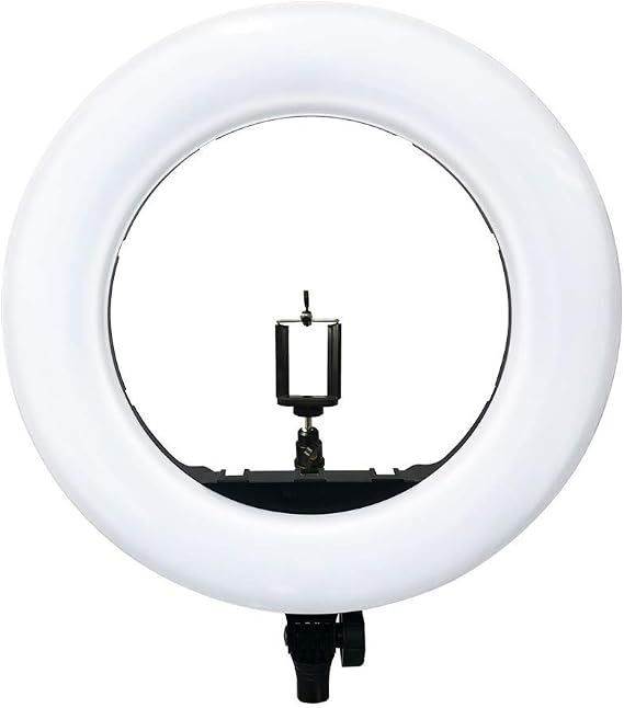 Ring Light Kit [Upgraded Version-1.8cm Ultra Slim]-18 inches,3200-5600K,Dimmable LED Ring Light with Light Stand, Phone Clip,Hot Shoe Adapter for Portrait Makeup Video Shooting (S Black)