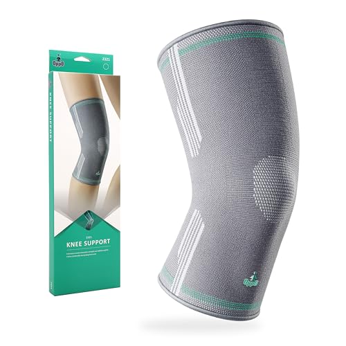 OPPO 2321 Knee Compression Sleeve for Men and Women - Premium Knee Support for Tennis, Running, Hiking, Workout, Meniscus Tear, ACL Recovery, Arthritis Pain Gray, Medium, 1 Pack