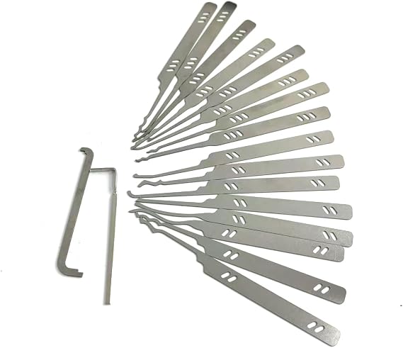 QiDAi 18pcs Rake Lock Pick Hook,Professional Locksmith Open Tools and Beginner Practice Kit (Only Tool)