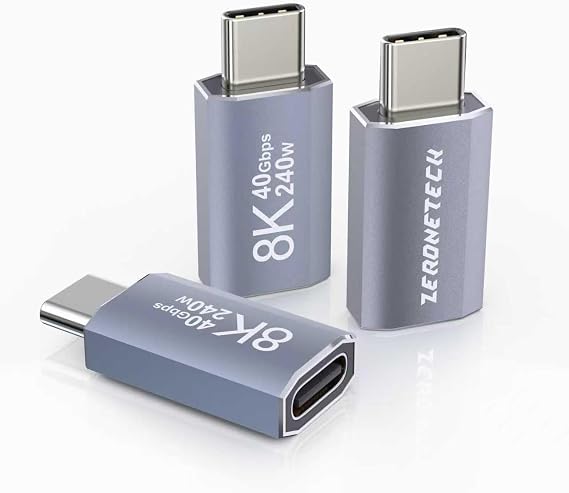 3 Pack USB C to C Extender Adapter [8K Video, 240W Charging, 40Gbps Data], for Wireless Mini Microphone, USB C Flash Drive, iPhone Portable Charger, External Hard Drive, Phone Case, Avoid Port Wear