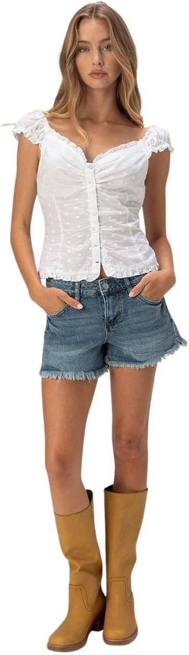 RSQ Womens Mid Rise Vintage-Inspired Shorts
