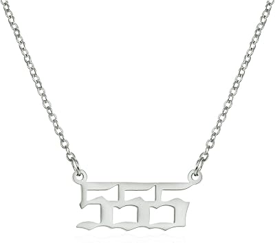 RINHOO Stainless Steel Angel Number Necklace 111 222 333 444 555 666 777 888 999 Stainless Steel Pendants Necklace Chain Numerology Jewelry
