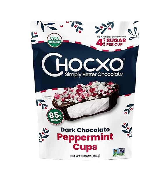Chocxo Organic Dark Chocolate Peppermint Cups, 11.85 oz.