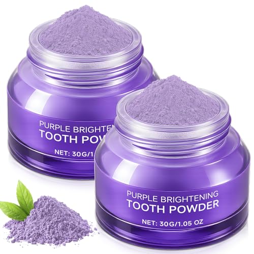Teeth Whitening Powder,Purple Gentle Tooth Whitener,Safe & Gentle Formula,No Sensitivity,Daily Use, Enamel Friendly,Stain Removal, Color Corrector, and Toothpaste Booster 2 Pieces