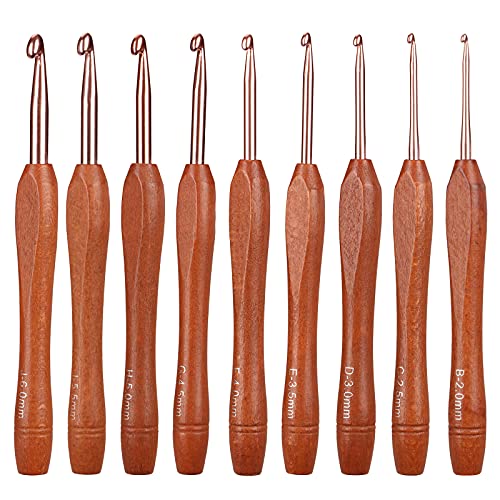 Ruidi Wooden Handle Handle Crochet Hook9pcs