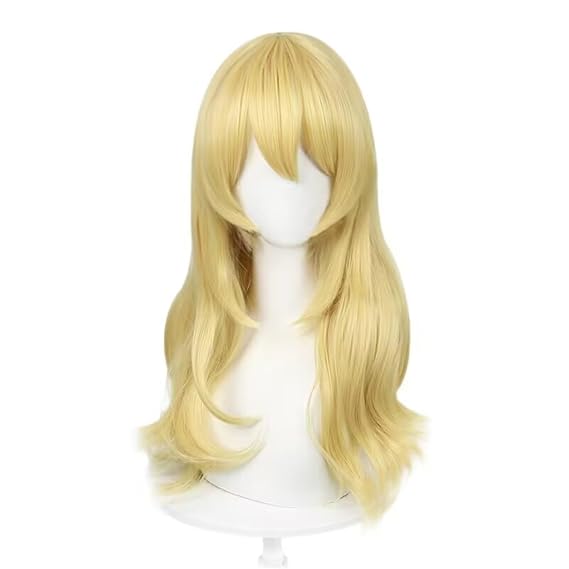 60cm Long Yellow Blonde Loose Wavy Princess Halloween Cosplay Costume Wig