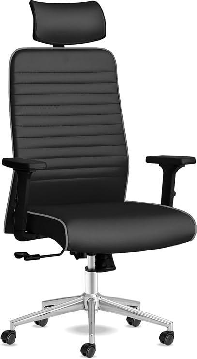 Tekno Yönetici Koltuğu Ergonomik Ofis Sandalyesi Deri Çalışma Koltuğu (Siyah Gri)