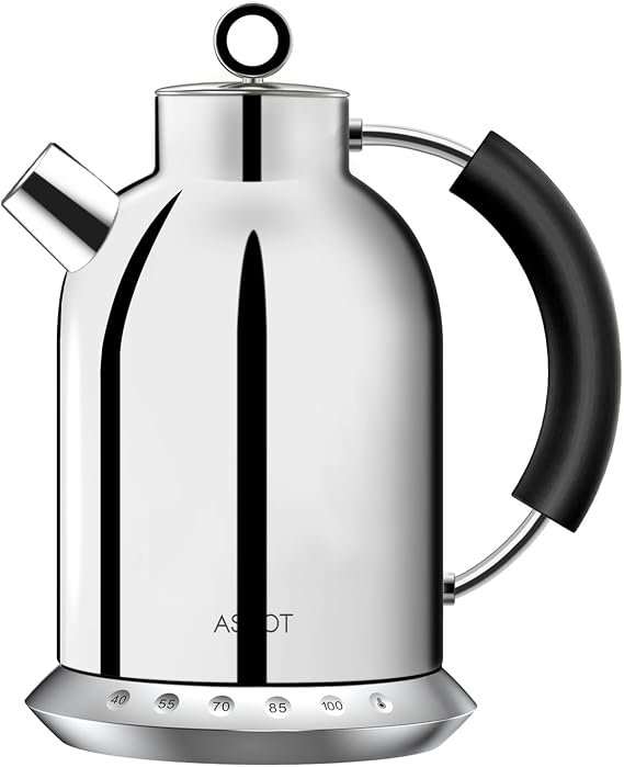 ASCOT Stainless Steel Kettle with 5 Variable Presets Electric Tea Kettle Coffee Kettle Keep Warm for 30 Minutes 2200 Watt Quick Heating 1.5 L