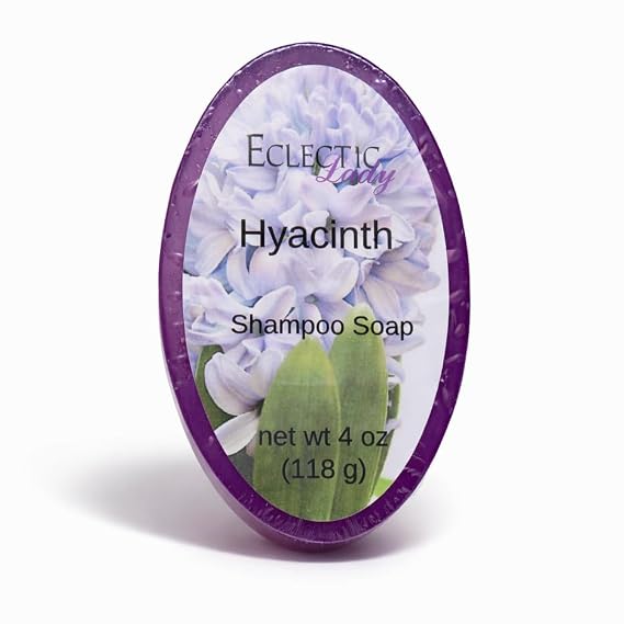 Eclectic Lady Hyacinth Shampoo Soap Bar with Pure Argan Oil, Silk Protein, Honey Protein and Extracts of Calendula Flower, Aloe, Carrageenan, Sunflower - 4 oz Bar