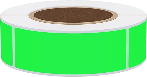 Hybsk 1x3 Inch Color-Code Labels Fluorescent Green Sticker Rectangle 500 Labels Per Roll (Fluorescent Green)