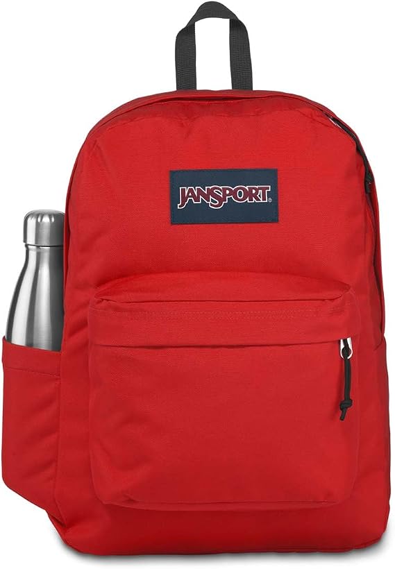 JanSport Superbreak Backpack - Lightweight School Pack, Red Tape