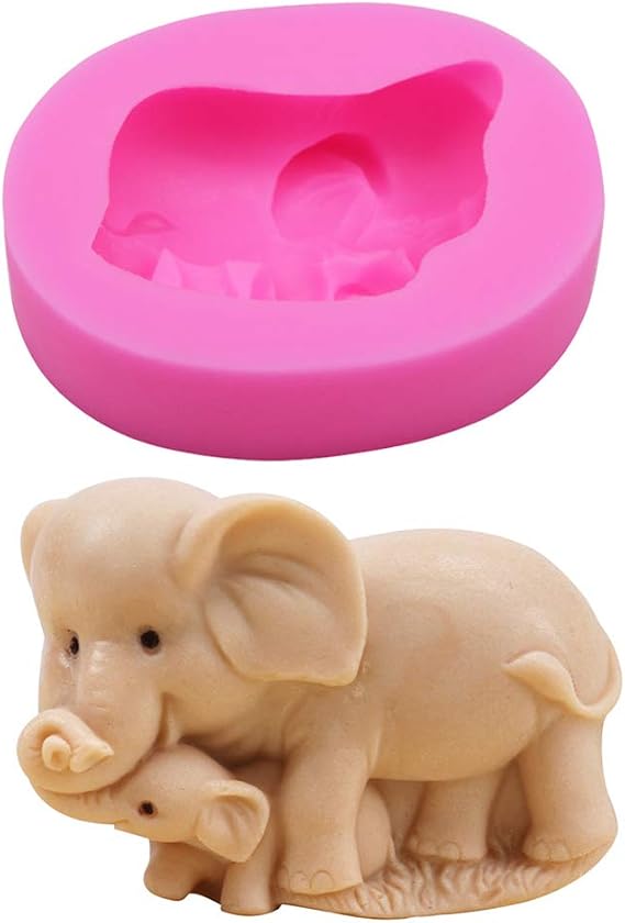 Mother and Baby Elephant Soap Molds, Elephant Silicone Molds for Chocolate Fondant Cake Decorating Baby Shower Art Silicone Soap Craft DIY Handmade Molds (Random Color)