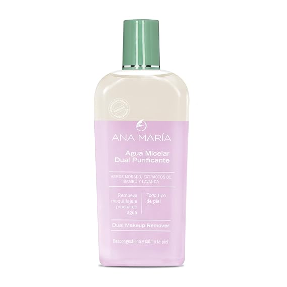 Ana Maria Agua Micelar Dual Purificante Todo Tipo de Piel Descongestiona y Calma la Piel | Dual Makeup Remover 6oz-180ml