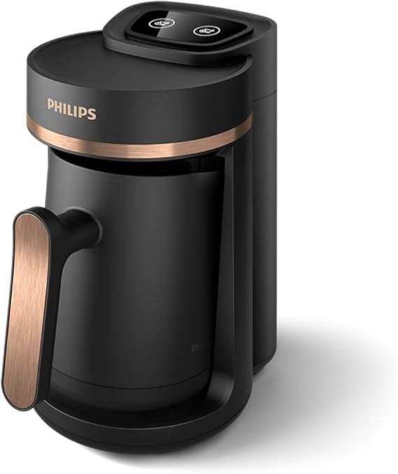 Philips 5000 Series Turkish Coffee Machine, Roasted Turkish Coffee Cooking Function, Easy to Use Touch Keys Black & Copper, HDA150/60