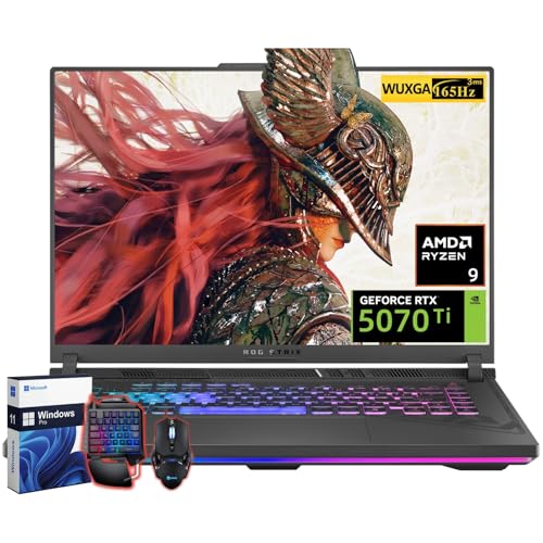 ASUS ROG Strix G16 Gaming Laptop, 16 WUXGA FHD 165Hz Nebula, NVIDIA Geforce RTX 5070Ti 12GB GDDR7, AMD Ryzen 9 8940HX, Dolby Atmos, Hires Audio, 64GB DDR5, 2TB Gen 4 SSD, Windows 11 Pro, Accessories