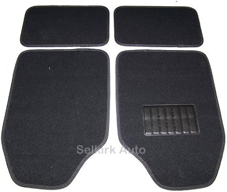 Set 4pc Black 17 x 26 inch Carpet Floor Mats Front and Back