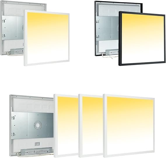 2x2 FT Surface Mount LED Flat Panel Light, Bundled Product (White 6-Pack+Black 2-Pack)