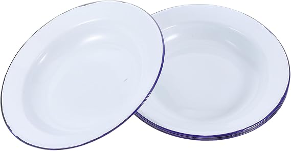 5 Piece White Enamel round Appetizer Plates for Hot Pot