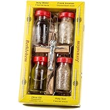 BLESSED HOLY WATER,SOIL,OIL,INSENCE WITH JESUS CROSS Crucifix HOLY LAND