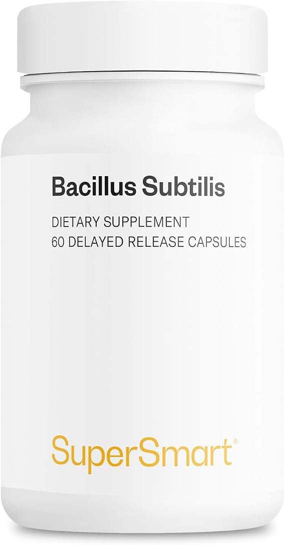 Supersmart - Bacillus Subtilis 3 Billion CFU per Day (High Potency) - Spore Probiotic Supplement | Non-GMO & Gluten Free - 60 DR Capsules