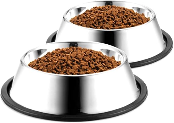 Stainless Steel Dog Bowls, 1.5 Cup Cat Bowl with Rubber Base for Cats, Puppy