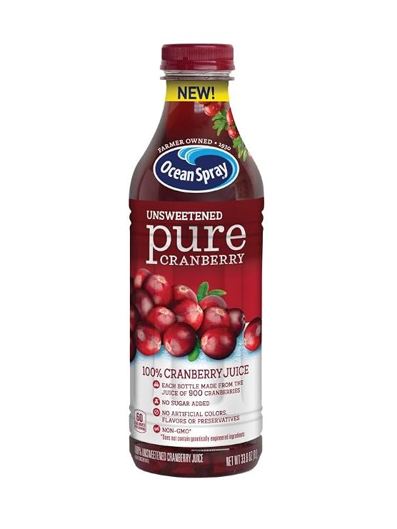 Ocean Spray Juice, Unsweetened Pure Cranberry, 33.8 Fluid Ounce