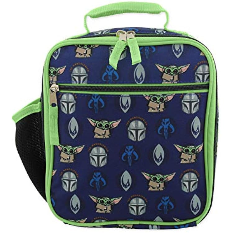 Star Wars Mandalorian Baby Yoda Boys Girls Adult Soft Insulated School Lunch Box One Size, BlueGreen