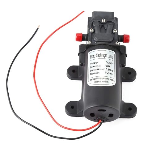 Micro Diaphragm Pump, 24V 60W Mini Electric Water Pump 5L/m Flow Micro Diaphragm Pump 1.5m Suction