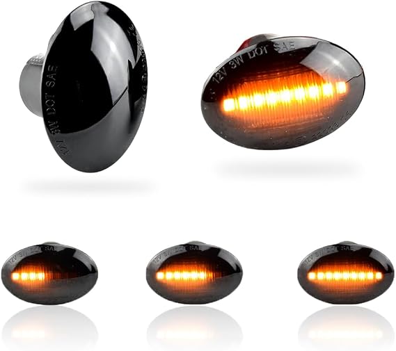 2 pcs LED lights turn signal indicators left + right side mirror with dynamic function compatible with Fi-at 500/595/695, 500C / 312, Compatible with A-barth-Black