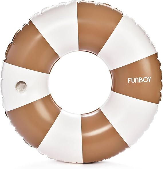 FUNBOY Giant Vintage Stripe Inflatable Tube Pool Float with Cup Holder 48" Large Pool Float for Adults Inner Tube Swimming Pool Toys Swim Rings Pool Lounger Float for Pool Party & Summer