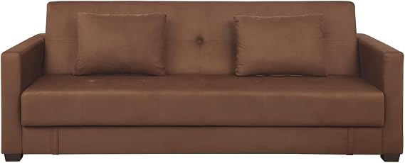 Pearington Mia Sofa Bed- Microfiber, Multi Position Bedroom, Living Room, or Office Futon; Couch Sleeper and Lounger with Extra Storage Under Bottom Cushion, Mocha