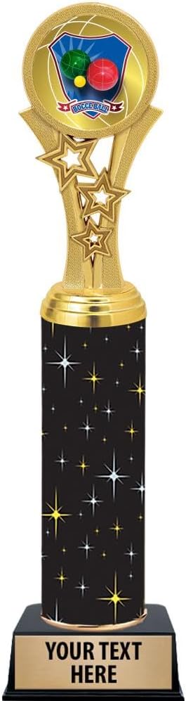 Crown Awards Bocce Ball Trophies, 11" Black Midnight Bocce Ball Trophy, Customize Now Prime